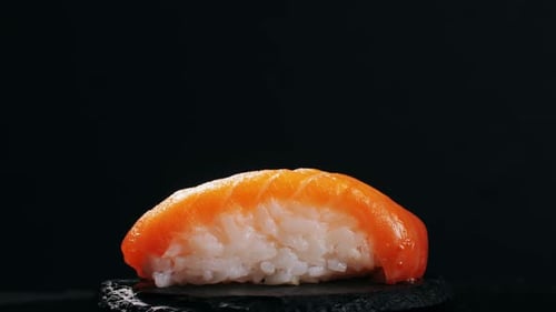 Sashimi Nigiri Platter Japanese Sushi Restaurant Fresh Tuna and Salmon Slices in Modern Cafe