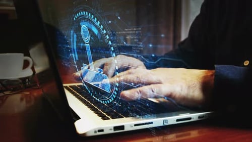 Futuristic Joystick HUD Animation on Digital Technology Circuit Background