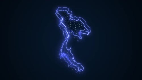 Neon Glowing Country Map Outline Digital Technology