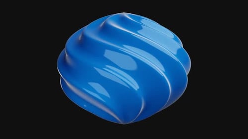 Abstract Blue Glossy 3D Shape Rotating Loop Animation