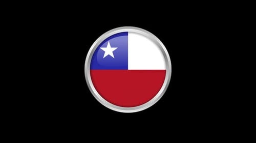 Animated Glossy Chilean Flag Round Badge Loop