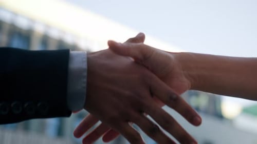 Professional Handshake Between Two People at Business Meeting