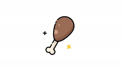 Chicken leg with a bone icon animation video