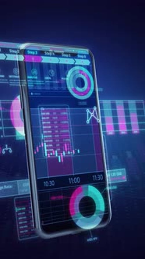 Stock Infographics Featuring Phone and Animated Visuals