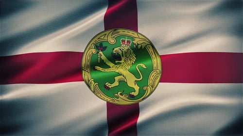 Realistic Waving Flag with Coat of Arms Emblem