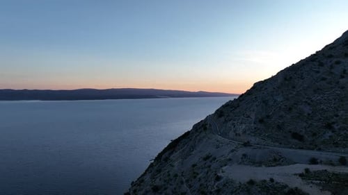 Makarska Riviera in Croatia, drone aerial view ocean with mountains in Croatia. south croatia landsc