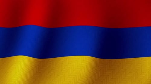 Realistic Waving Armenian Flag with Fabric Texture
