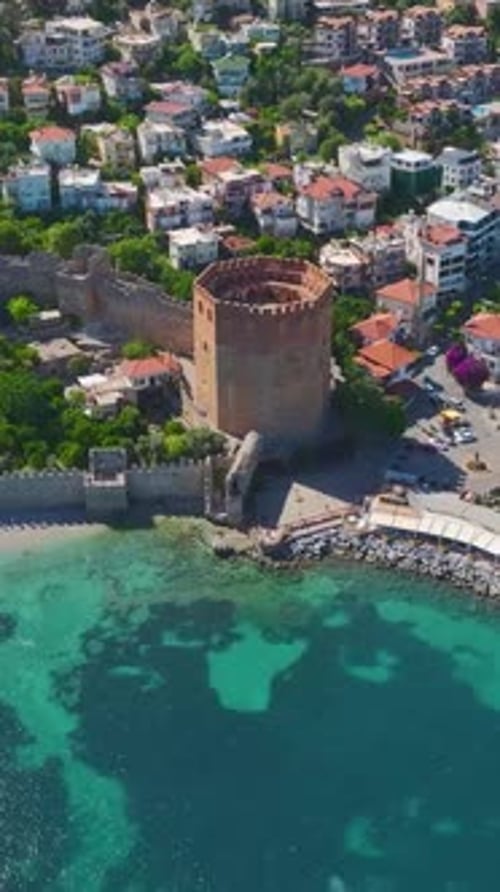Vertical Video Scenic Alanya Harbor Filled With Pirate Yachts and CrystalClear Waters