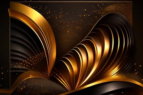 Elegant Gold and Black Abstract Wavy Motion Background