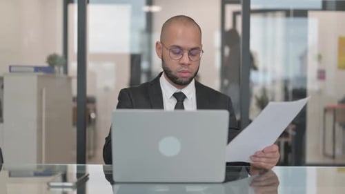 Bearded Adult Man Working at Office Desk