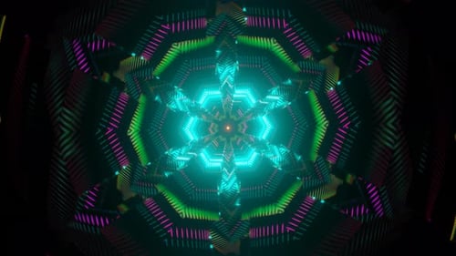 Túnel infinito giratorio de ciencia ficción con luces de neón multicolores
