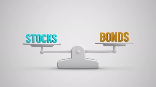 Stock vs Bonds balance scale looping animation