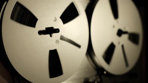 Vintage Reel to Reel Tape Recorder Spinning