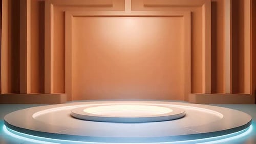 podium Futuristic showcase with platform for product displaying. Empty modern stage display