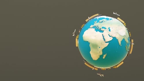 Animated Globe with Global Transportation Network