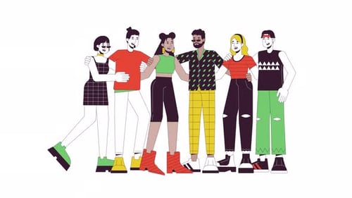 Diverse Group of Friends Flat Design Animation