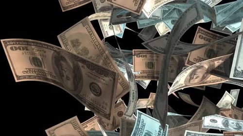 Dollar Money Transition On Transparent Alpha Channel