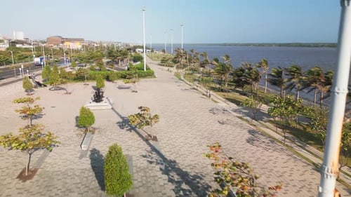 Basketball court on the Magdalena river pier in Barranquilla