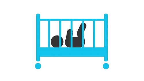 Baby sleeping in a crib stickman animation silhouette
