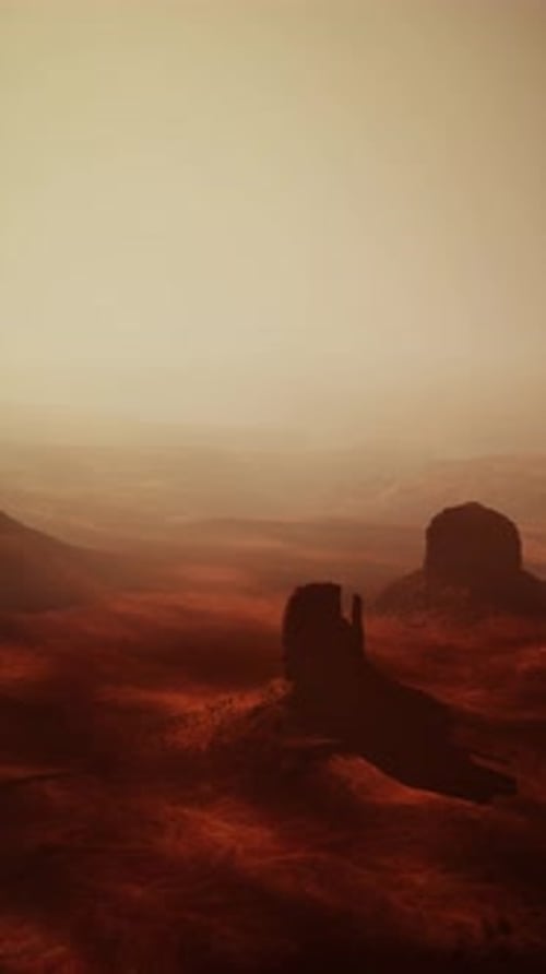 Distant View of Desert With Rocks