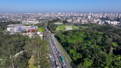 Curitiba Skyline At Curitiba In Parana Brazil. Southern Region Of Brazil.