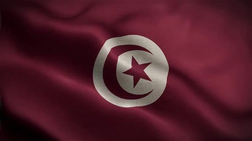 Tunisia Wavy Flag In The Wind In Slow Motion Waving Official Flag