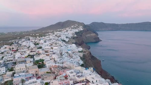 Aerial of Oia, Santorini, Greece