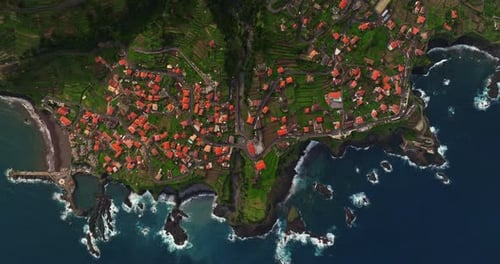 An Incredibly Beautiful View From a Drone of the Small Town of Seixal Located on the Beautiful