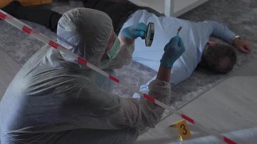 Crime Scene Investigation with Evidence Markers and Tape