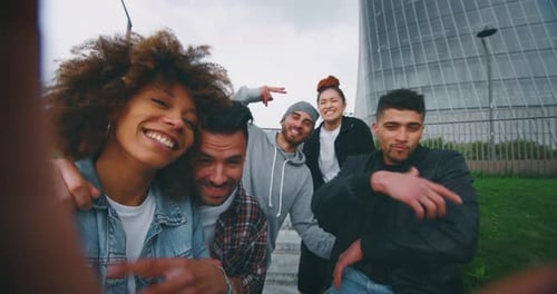 Friends Posing for a Selfie in the City