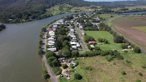 Suburban Area Along Tweed River In New South Wales, Australia - Aerial Shot