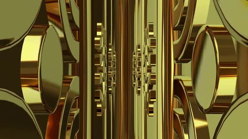 Abstract Golden Geometric Tunnel Loop Background