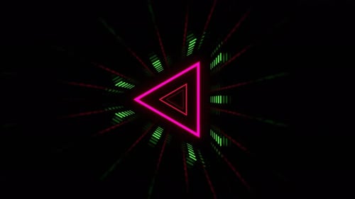 Green And Pink Strobe Light In Triangular Futuristic Tunnel Background Vj Loop In 4K