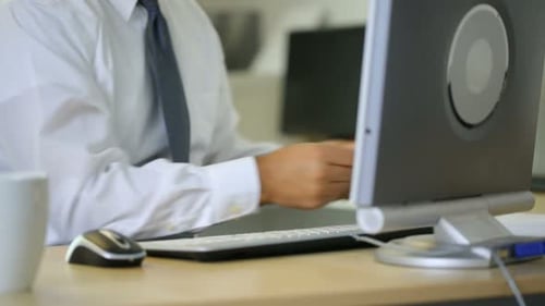 Timelapse Shot Of Businessman Working At Office Desk