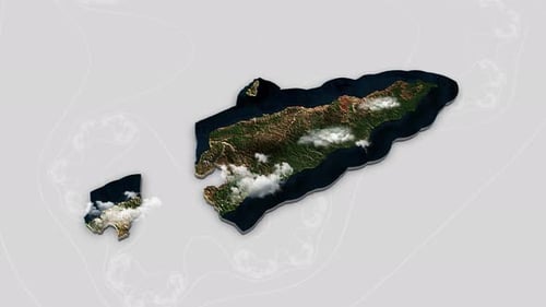 Animated 3D Island Map with Moving Clouds