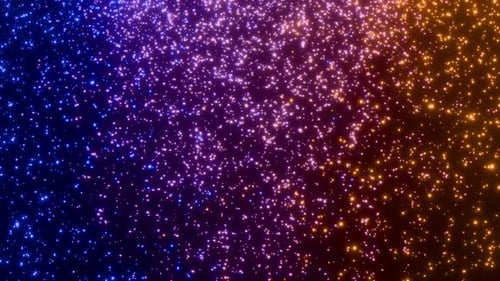 From blue to golden particles rain background flying randomly seamless loop 3d render