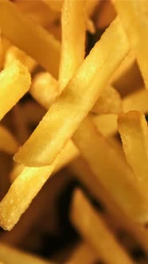 French Fries Fly Up and Fall Down Filmed on a Highspeed Camera at 1000 Fps
