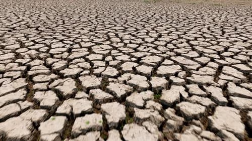 Aerial drone view of parched earth.