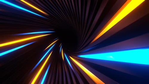 Orange And Blue Amazing Neon Spiral Tunnel Background Vj Loop In 4K