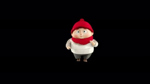 Cute Animated 3D Winter Character Walking