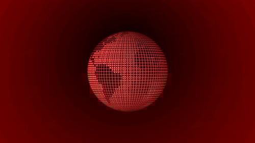 Glowing Red Grid Sphere Digital Technology Loop Background