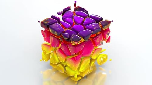 Dynamic Abstract Cube Morphing with Vibrant Liquid Colors