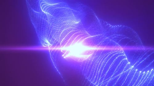 Abstract Glowing Particle Wave Background With Lens Flare