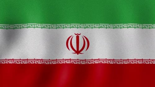 Waving Iranian Flag with Realistic Fabric Texture Animation