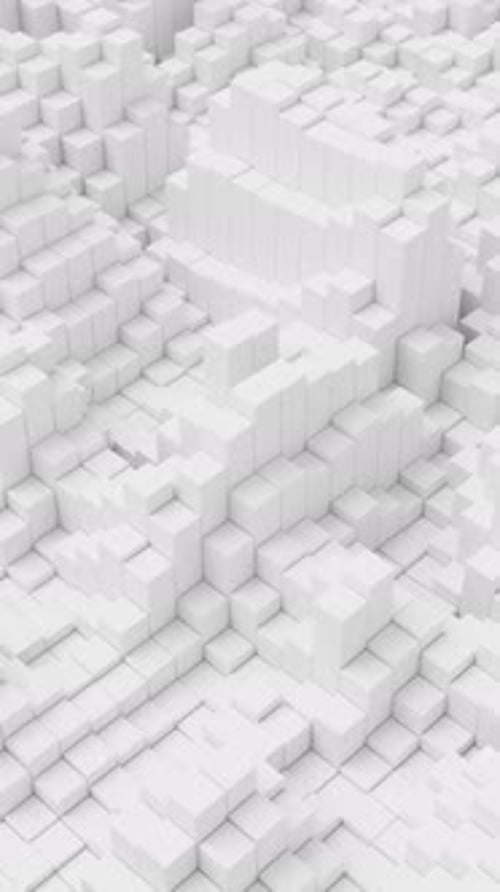 Ripples on Grid of White Blocks Abstract Background Loop of Waves of Square Columns Voxel Noise