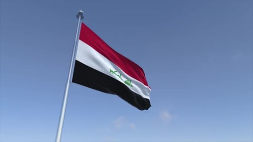 Iraq Flag Waving Animation Cinematic 4K Motion Background