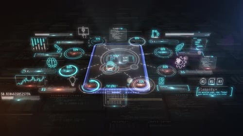 Smartphone futurista que muestra una red global de comunicación de datos