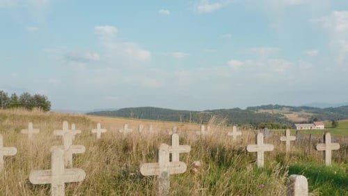 Aerial, Memorial Cemetery, on Mount Javor, near the town of Ivanjica, Serbia