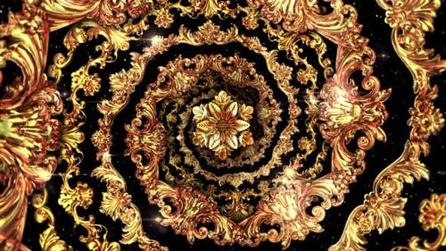 Golden Baroque Ornate Spiral Pattern Luxury Background Loop