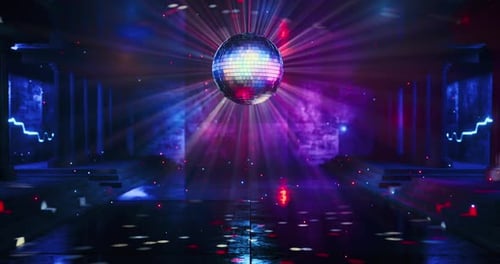 Looping 3D animation of a rotating disco ball. Retro disco animation. VJ loop. Disco